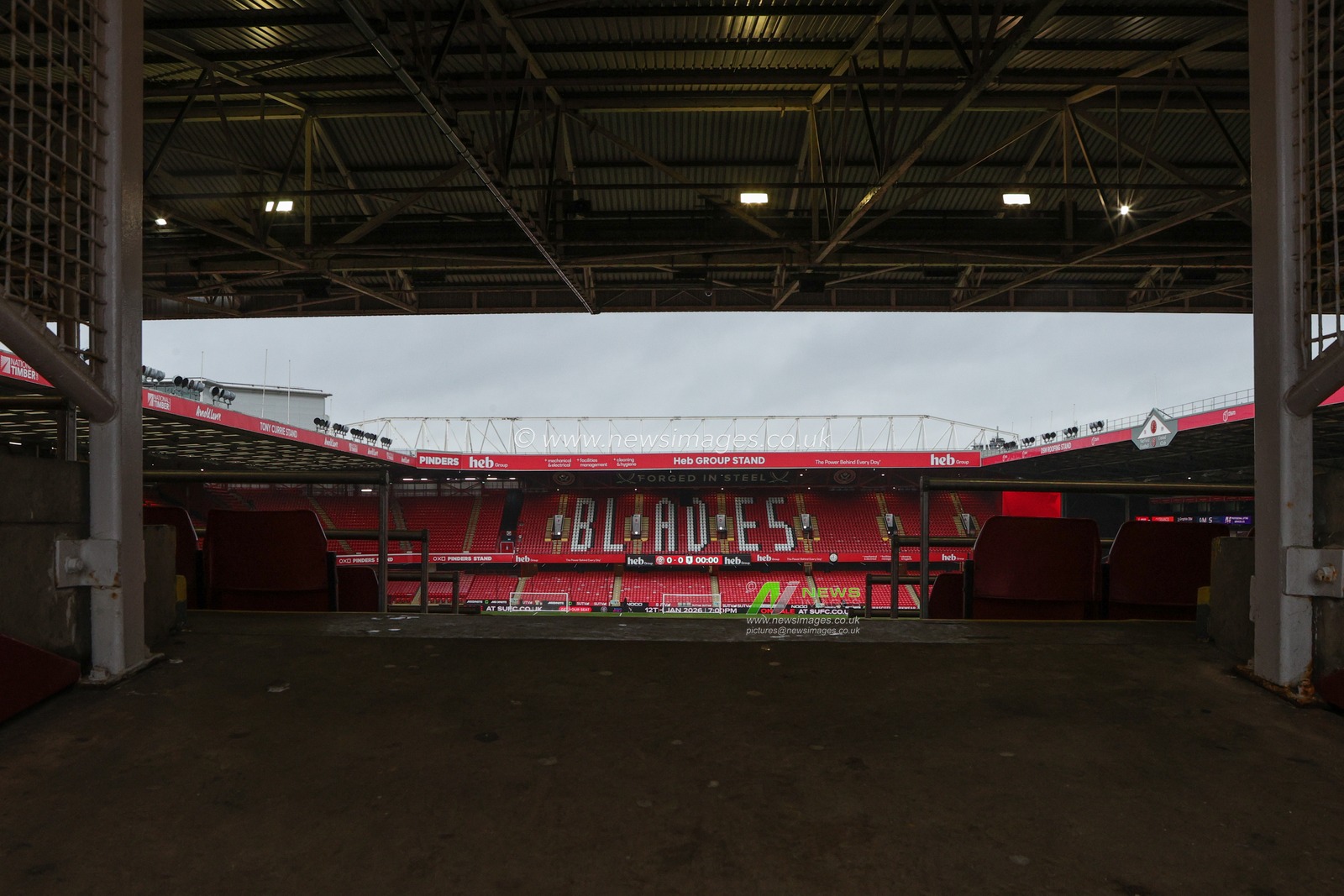 A general view of Bramall Lane ahead of the Emirates FA Cup Third Round match Sheffield United vs Mansfield Town at Bramall Lane, Sheffield, United Kingdom, 11th January 2026

(Photo by Richard Bierton/News Images)