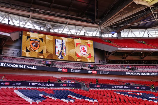 View of scoreboard at Wembley Stadium ahead of kick off during the Sky Bet Championship Playoffs Final match Hull City vs Middlesbrough at Wembley Stadium, London, United Kingdom on 23 May 2026

(Photo by Harvey Murphy/News Images)