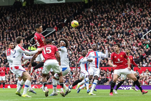 Casemiro of Manchester United heads on goal from a Bruno Fernandes free kick during the Premier League match Manchester United vs Crystal Palace at Old Trafford, Manchester, United Kingdom on 01 March 2026

(Photo by Mark Cosgrove/News Images)
