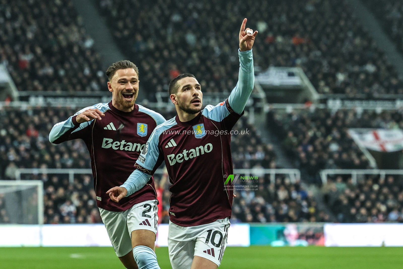 Emi Buendia of Aston Villa celebrates his goal to make it 0-1 during the Premier League match Newcastle United vs Aston Villa at St. James's Park, Newcastle, United Kingdom, 25th January 2026

(Photo by Mark Cosgrove/News Images)