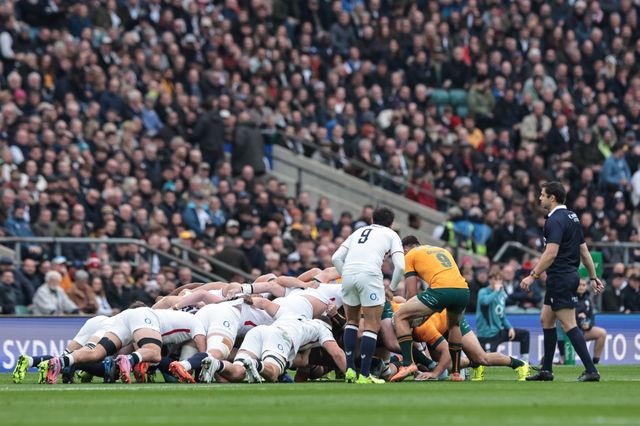 Jake Gordon of Australia feeds the scrum during the Quilter Nations Series 2025 match England vs Australia at Allianz Stadium, Twickenham, United Kingdom, 1st November 2025

(Photo by Mark Cosgrove/News Images)

*** GER AUT SUI OUT ***