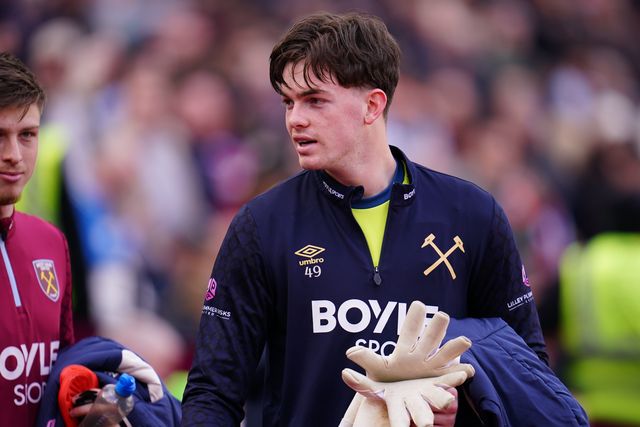 West Ham United goalkeeper Finlay Herrick during the Emirates FA Cup Quarter-Final match West Ham United vs Leeds United at London Stadium, London, United Kingdom on 04 April 2026

(Photo by Harvey Murphy/News Images)