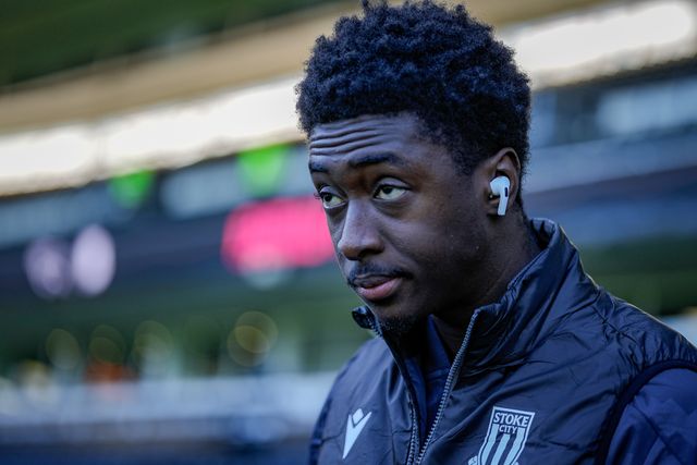 Jesurun Rak-Sakyi of Stoke City arrives at the stadium prior to kick off during the Sky Bet Championship match Derby County vs Stoke City at Pride Park Stadium, Derby, United Kingdom on 06 April 2026

(Photo by Maynard Manyowa/News Images)
