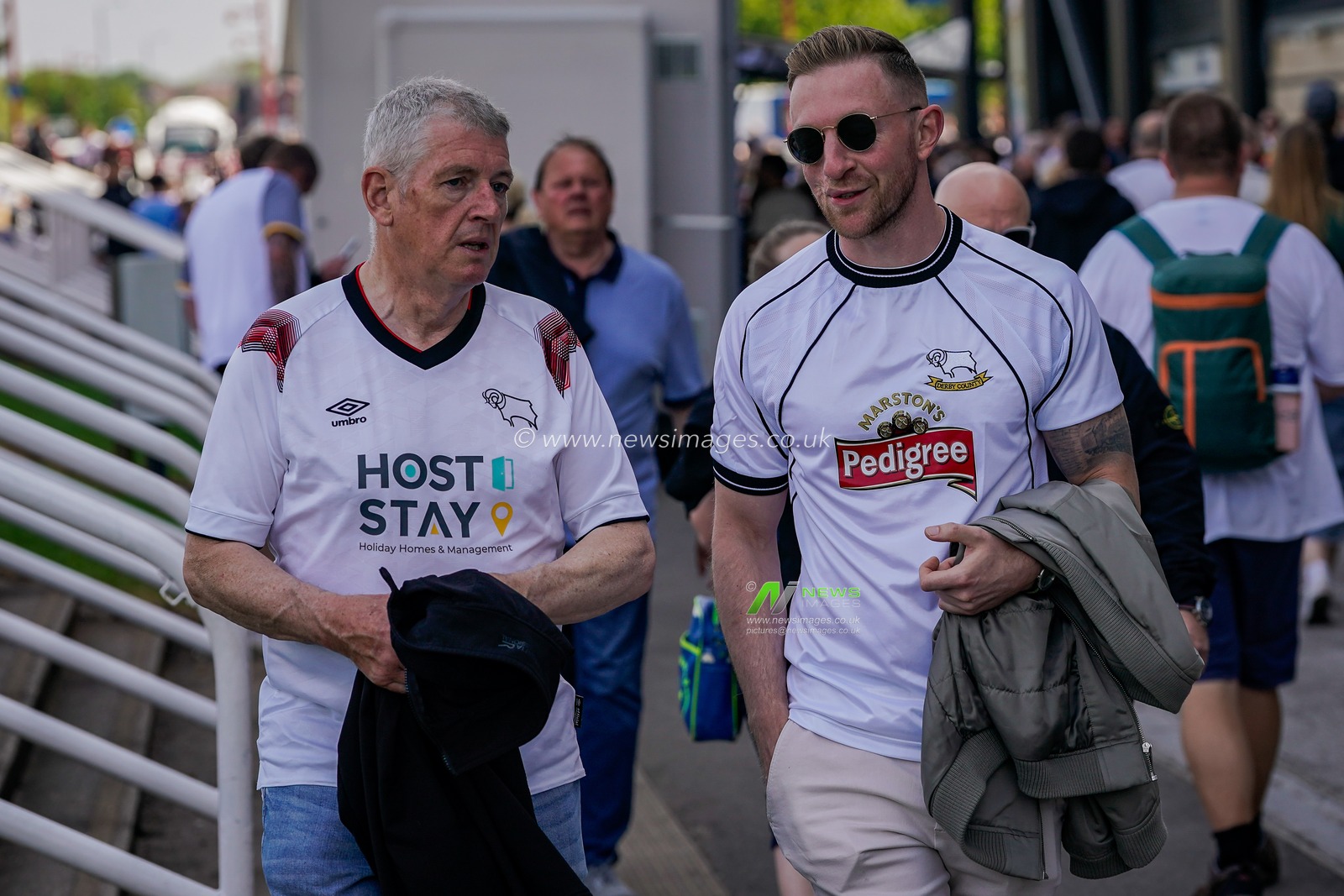 Fans interact outside the stadium prior to kick off during the Sky Bet Championship match Derby County vs Sheffield United at Pride Park Stadium, Derby, United Kingdom on 02 May 2026

(Photo by Maynard Manyowa/News Images)