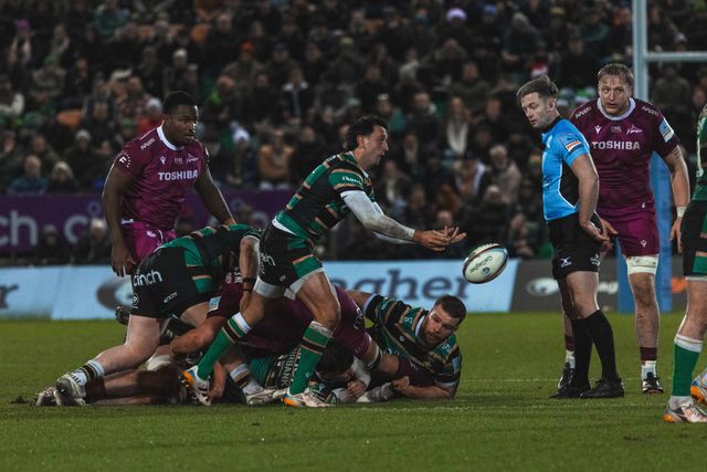 Alex Mitchell of Northampton Saints during the Gallagher Premiership match Northampton Saints vs Sale Sharks at Cinch Stadium at Franklin's Gardens, Northampton, United Kingdom, 20th December 2025

(Photo by Craig Evans/News Images)

*** GER AUT SUI OUT ***