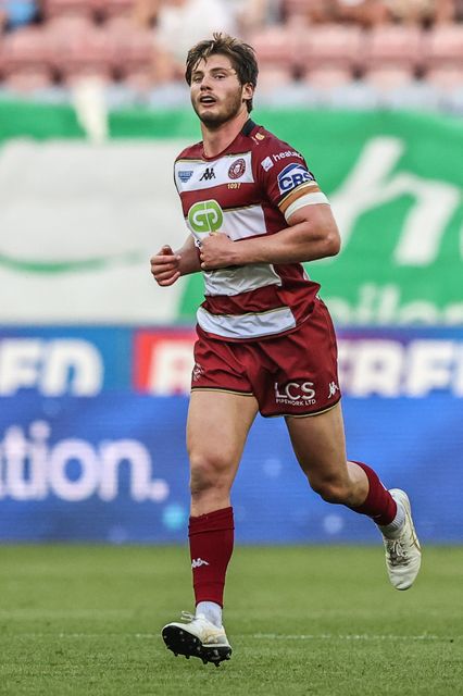 Ethan Havard of Wigan Warriors during the Betfred Super League round 18 match Wigan Warriors vs Huddersfield Giants at The Brick Community Stadium, Wigan, United Kingdom, 11th July 2025

(Photo by Alfie Cosgrove/News Images)