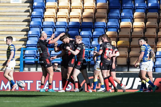 Cooper Howlett of Goole Vikings celebrates his try during the Betfred Challenge Cup round 4 match Goole Vikings vs Warrington Wolves at The Halliwell Jones Stadium, Warrington, United Kingdom on 14 March 2026

(Photo by Mark Cosgrove/News Images)
