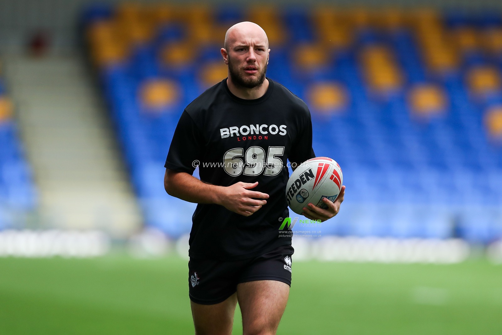 Lee Kershaw of London Broncos warms up prior to the Betfred Super League Round 23 match London Broncos vs Leigh Leopards at Plough Lane, Wimbledon, United Kingdom, 25th August 2024

(Photo by Izzy Poles/News Images)