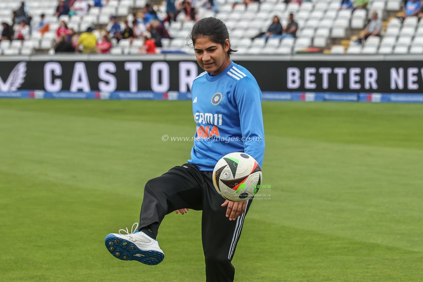 India players warming up during the 3rd Metro Bank One Day International England Women vs India Women at Banks Homes Riverside Stadium, Chester-le-street, United Kingdom, 22nd July 2025

(Photo by Alfie Cosgrove/News Images)