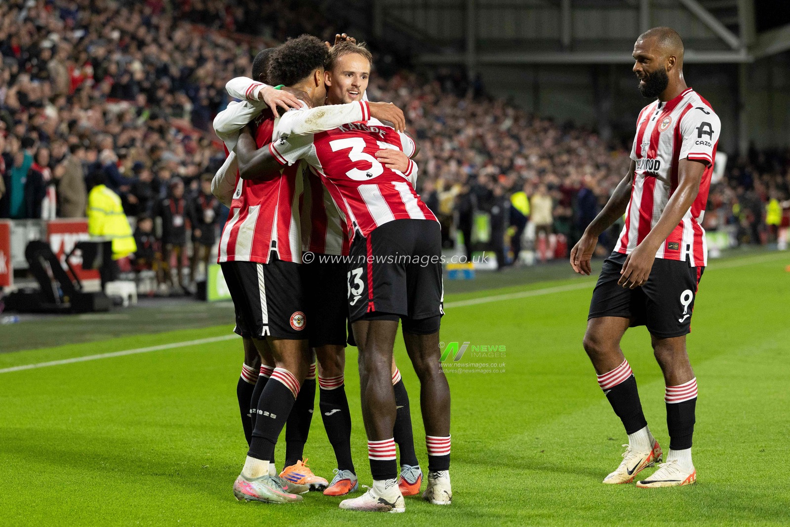 Kevin Schade of Brentford scores and celebrates 2-0 during the Premier League match Brentford vs Liverpool at The Gtech Community Stadium, London, United Kingdom, 25th October 2025

(Photo by Ian Stephen/News Images)