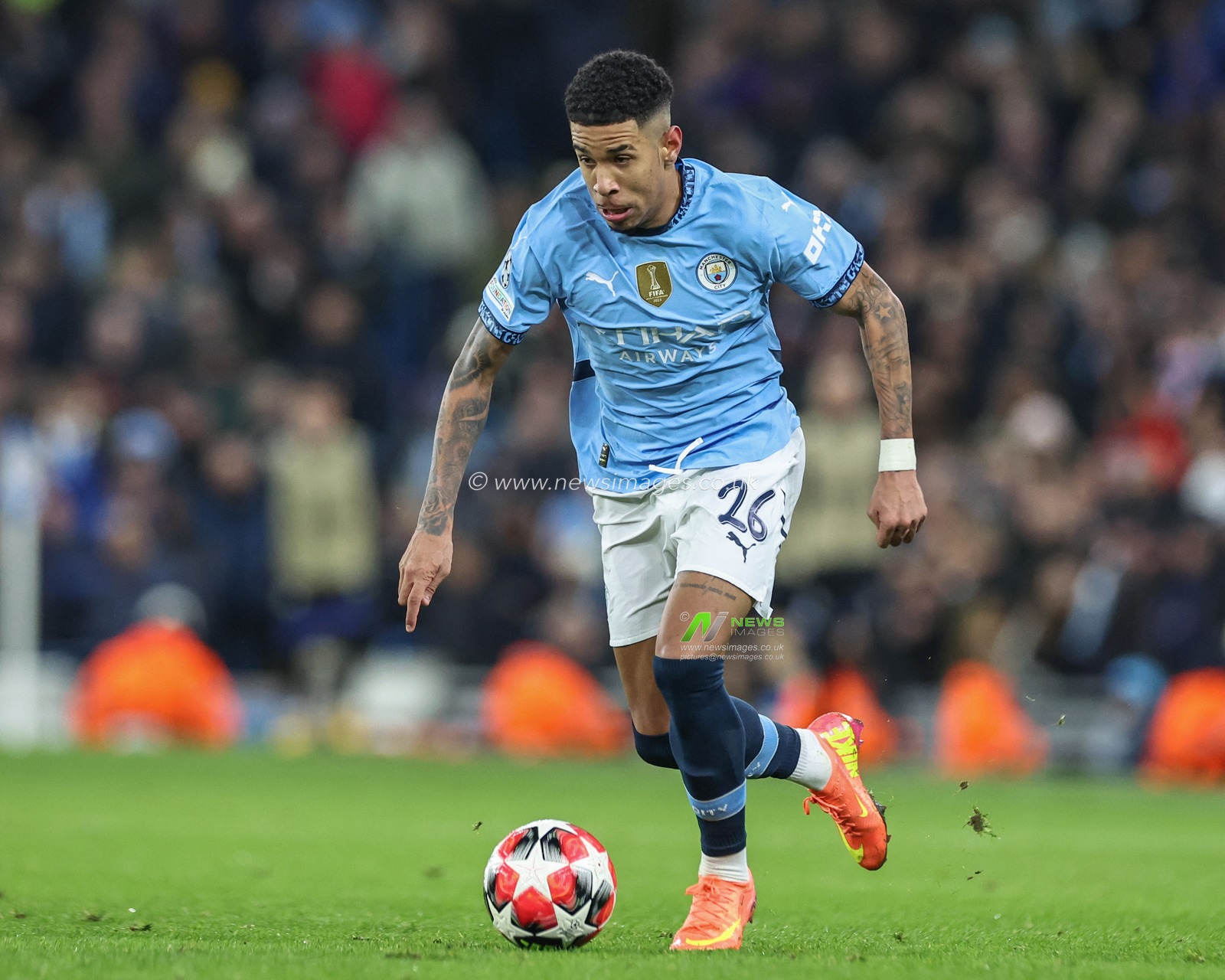 SÃ¡vio of Manchester City during the UEFA Champions League Matchday 8 of 8 Manchester City vs Club Brugge at Etihad Stadium, Manchester, United Kingdom, 29th January 2025

(Photo by Mark Cosgrove/News Images)