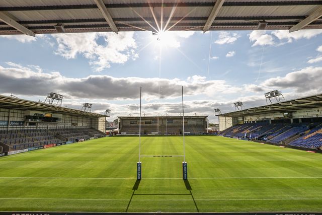 A general view of Halliwell Jones Stadium ahead of the Betfred Super League round 21 match Warrington Wolves vs Wigan Warriors at Halliwell Jones Stadium, Warrington, United Kingdom, 8th August 2025

(Photo by Alfie Cosgrove/News Images)