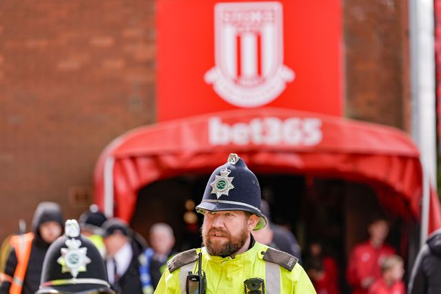 A police officer during the Sky Bet Championship match Stoke City vs Blackburn Rovers at Bet365 Stadium, Stoke On Trent, United Kingdom on 11 April 2026

(Photo by Maynard Manyowa/News Images)