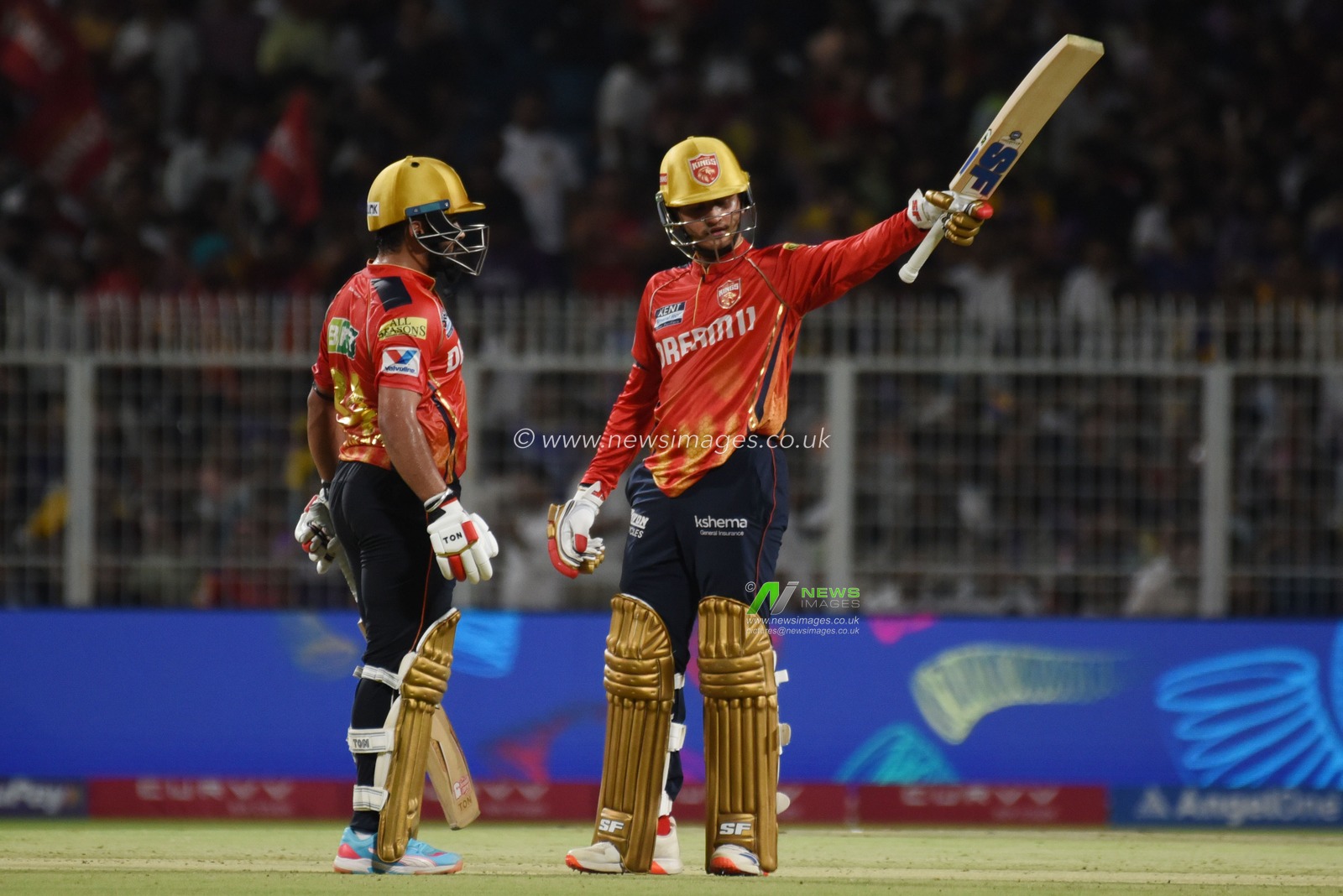 Punjab Kings' Priyansh Arya celebrates after scoring a half-century (50 runs) during the Indian Premier League (IPL) Twenty20 cricket match between Kolkata Knight Riders and Punjab Kings at the Eden Gardens in Kolkata on April 26, 2025..Photo by Debajyoti Chakraborty.(Photo: Debajyoti Chakraborty/News Images)