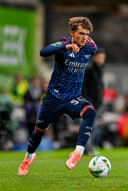 Max Dowman of Arsenal  at full pace on the ball during the Carabao Cup Round 3 match Port Vale vs Arsenal at Vale Park, Burslem, United Kingdom, 24th September 2025

(Photo by Adam Gee/News Images)