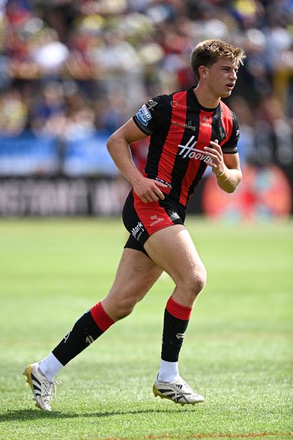 Ewan Irwin of Warrington Wolves during the Betfred Super League round 21 match Castleford Tigers vs Warrington Wolves at OneBore Stadium, Castleford, Untied Kingdom on 01 August 2026

(Photo by Ben Roberts/News Images)
