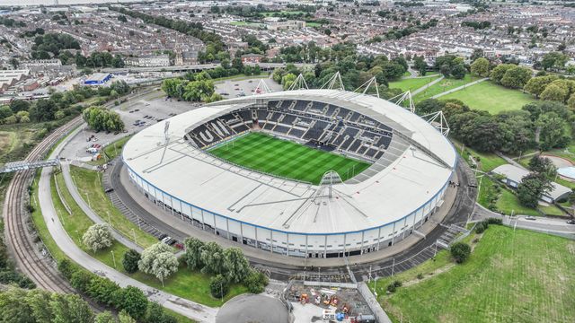 An aerial view of MKM Stadium ahead of the Betfred Super League Round 26 match Hull FC vs Warrington Wolves at MKM Stadium, Hull, United Kingdom, 13th September 2025

(Photo by Alfie Cosgrove/News Images)