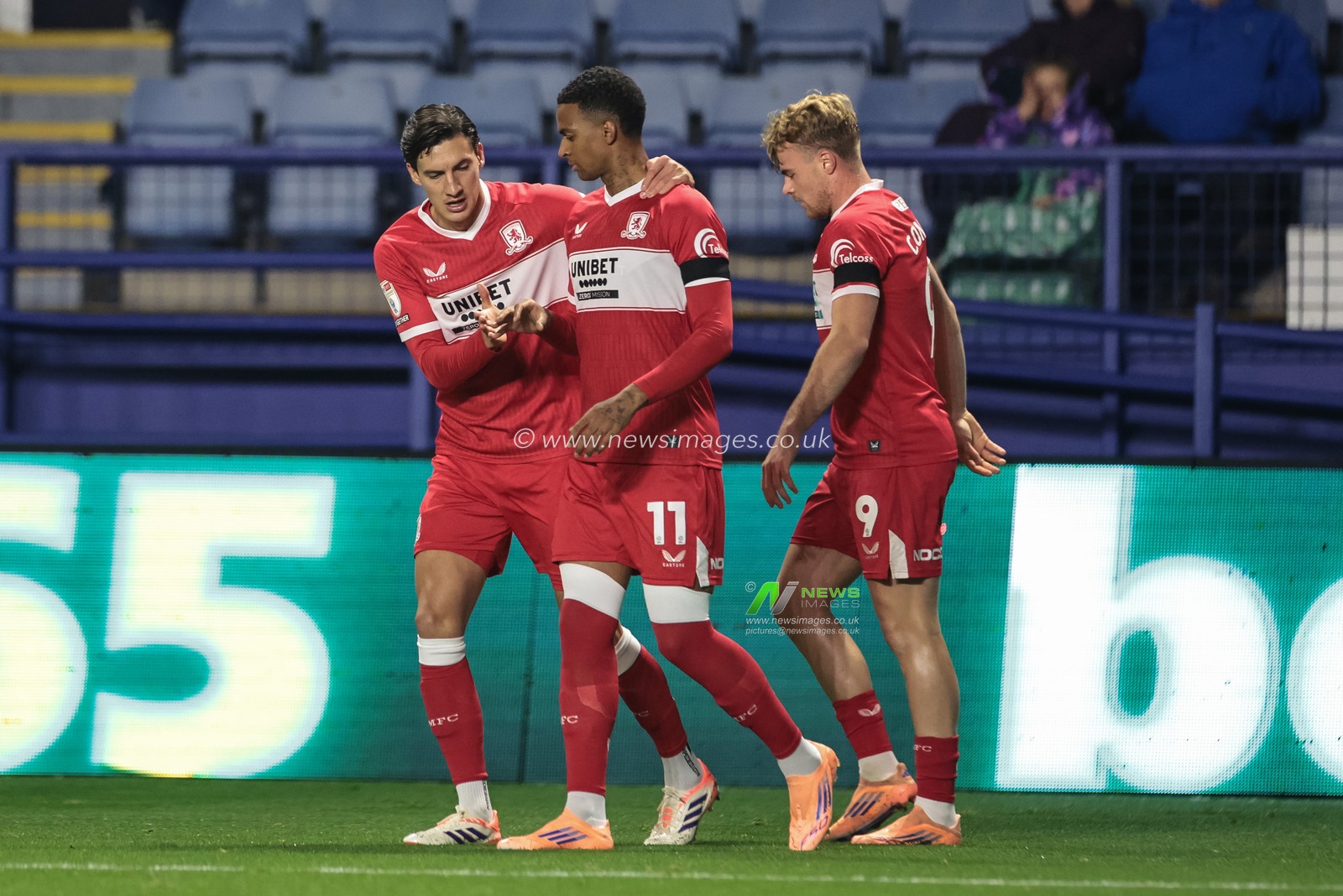 Morgan Whittaker of Middlesbrough celebrates his goal to make it 0-1 during the Sky Bet Championship match Sheffield Wednesday vs Middlesbrough at Hillsborough, Sheffield, United Kingdom, 22nd October 2025

(Photo by Mark Cosgrove/News Images)