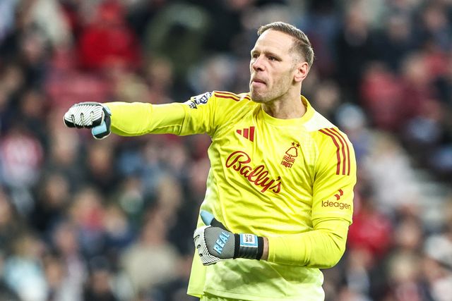 Nottingham Forest goalkeeper Matz Sels celebrates a goal from teammate Morgan Gibbs-White of Nottingham Forest to make it 0-3 during the Premier League match Sunderland vs Nottingham Forest at Stadium Of Light, Sunderland, United Kingdom on 24 April 2026

(Photo by Alfie Cosgrove/News Images)
