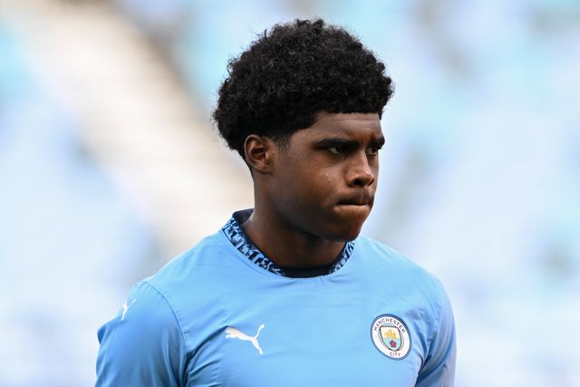 Jaden Heskey of Manchester City lines up ahead of the UEFA Youth League match Manchester City vs Sparta Prague at Joie Stadium, Manchester, United Kingdom, 24th October 2024

(Photo by Cody Froggatt/News Images)