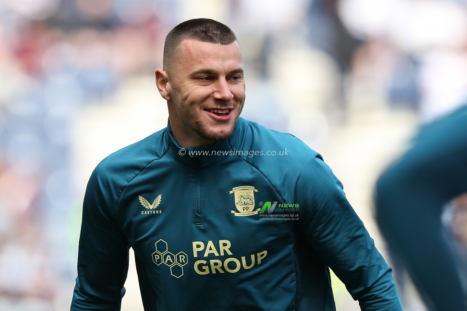 Milutin OsmajiÄ‡ of Preston North End warms up during the Emirates FA Cup Quarter-finals Preston North End v Aston Villa at Deepdale, Preston, United Kingdom, 30th March 2025

(Photo by Jorge Horsted/News Images)