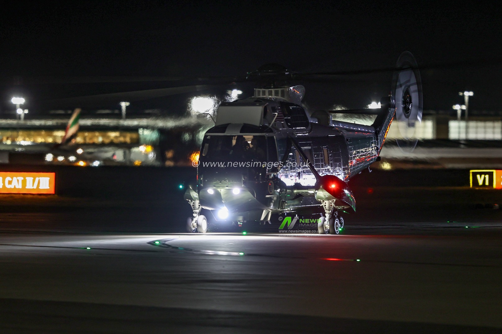 Marine One lands at London Stansted Airport ahead of the US President Donald Trump's state visit to the United Kingdom at London Stansted Airport, Stansted, United Kingdom, 16th September 2025

(Photo by Alfie Cosgrove/News Images)