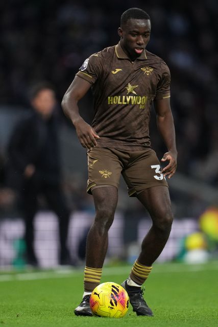 Michael Kayode of Brentford on the ball during the Premier League match Tottenham Hotspur vs Brentford at Tottenham Hotspur Stadium, London, United Kingdom, 6th December 2025

(Photo by Harvey Murphy/News Images)

*** GER AUT SUI OUT ***
