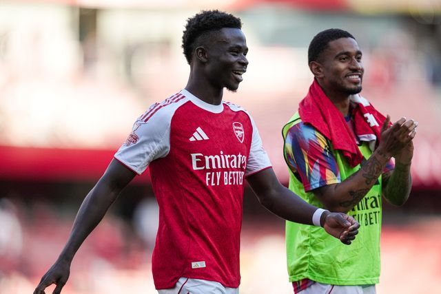 Bukayo Saka of Arsenal and Reiss Nelson of Arsenal after the Pre-season friendly match Arsenal vs Athletic Bilbao at Emirates Stadium, London, United Kingdom, 9th August 2025

(Photo by Harvey Murphy/News Images)