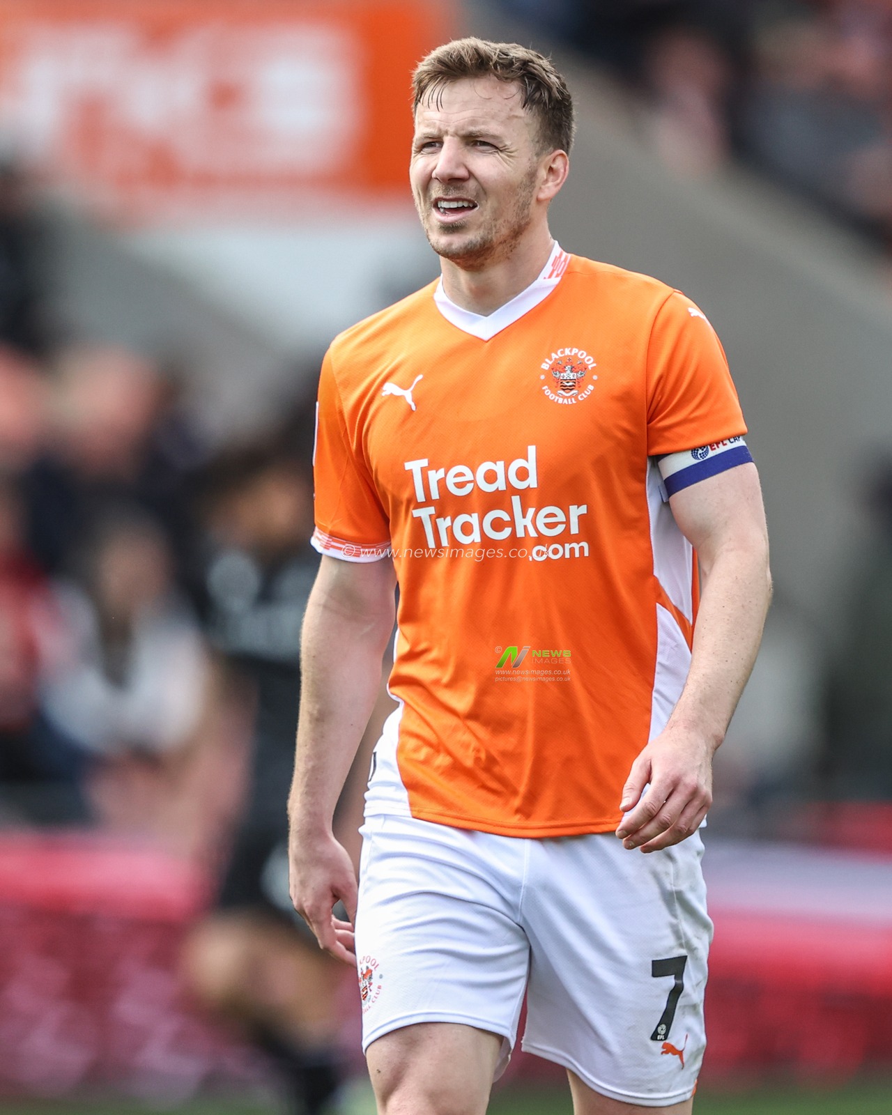 Lee Evans of Blackpool during the Sky Bet League 1 match Blackpool vs Wrexham at Bloomfield Road, Blackpool, United Kingdom, 21st April 2025

(Photo by Alfie Cosgrove/News Images)