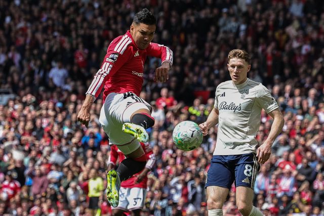 Casemiro of Manchester United shoots on goal during the Premier League match Manchester United vs Nottingham Forest at Old Trafford, Manchester, United Kingdom on 17 May 2026

(Photo by Mark Cosgrove/News Images)