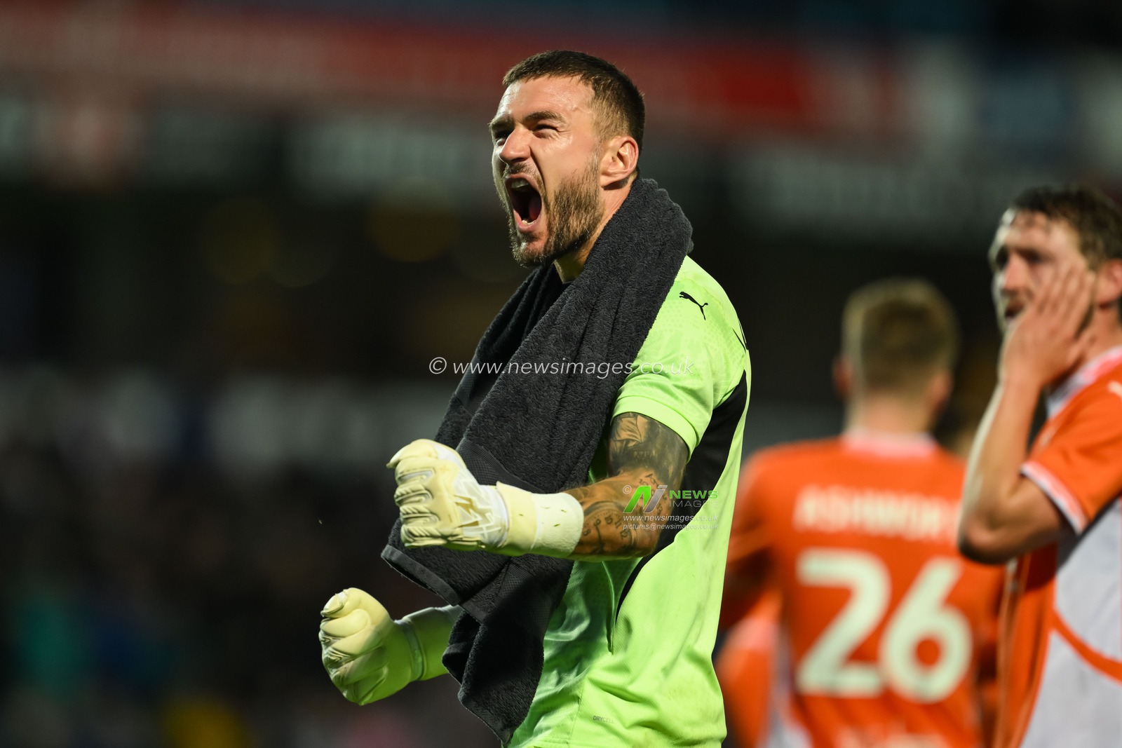 Richard O'Donnell of Blackpool celebrates his sides win at the end of the Carabao Cup match Blackburn Rovers vs Blackpool at Ewood Park, Blackburn, United Kingdom, 27th August 2024

(Photo by Craig Thomas/News Images)