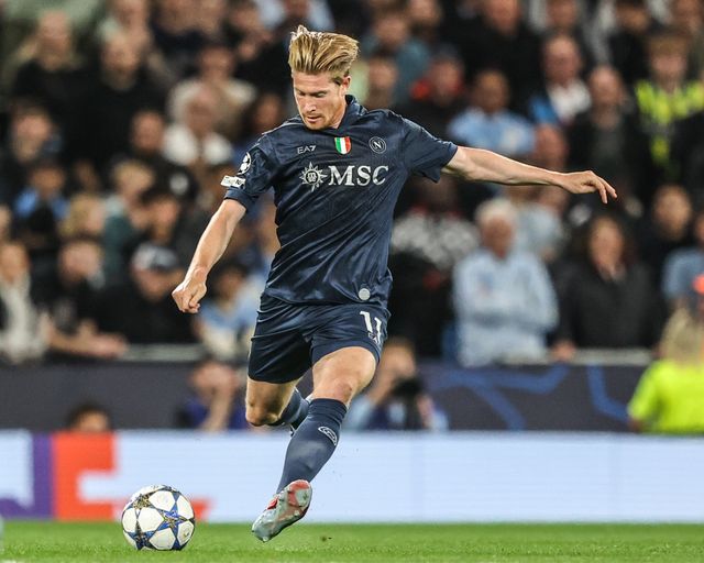 Kevin De Bruyne of Napoli in action during the UEFA Champions League 2025/26 Phase MD1 Manchester City vs Napoli League at The City of Manchester Stadium, Manchester, United Kingdom, 18th September 2025

(Photo by Alfie Cosgrove/News Images)