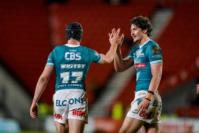 George Whitby of St Helens celebrates his try during the Betfred Challenge Cup Quarter Final match St Helens vs Catalans Dragons at The BrewDog Stadium, St Helens, United Kingdom on 10 April 2026

(Photo by Maynard Manyowa/News Images)