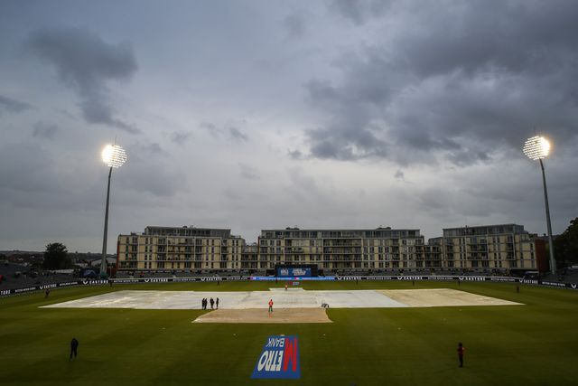 A general view of the Seat Unique Stadium with the rain covers on as rain falls during the Fifth Metro Bank One Day International match England vs Australia at Seat Unique Stadium, Bristol, United Kingdom, 29th September 2024

(Photo by Gareth Evans/News Images)