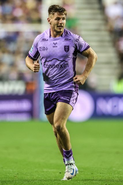 Tom Davies of Hull KR during the Betfred Super League round 22 match Wigan Warriors vs Hull KR at The Brick Community Stadium, Wigan, United Kingdom, 15th August 2025

(Photo by Alfie Cosgrove/News Images)