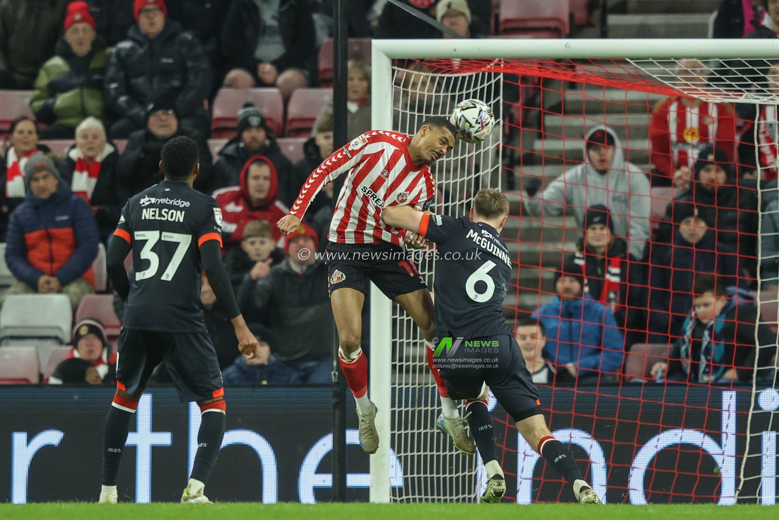 Wilson Isidor of Sunderland just misses the ball during the Sky Bet Championship match Sunderland vs Luton Town at Stadium Of Light, Sunderland, United Kingdom, 12th February 2025

(Photo by Alfie Cosgrove/News Images)