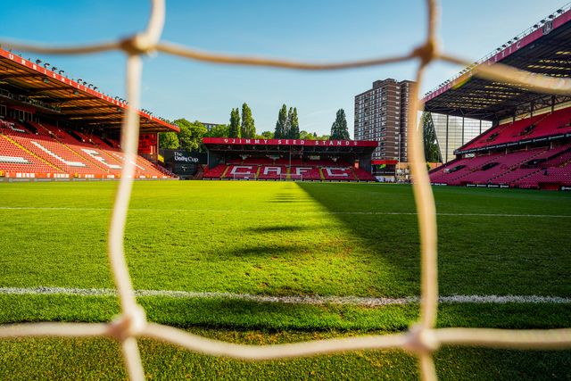 A general view of the pitch and standsduring the Nigeria vs Zimbabwe Unity Cup 2026 semi-final match at The Valley in Charlton, London, England on Tuesday, May 26, 2026.