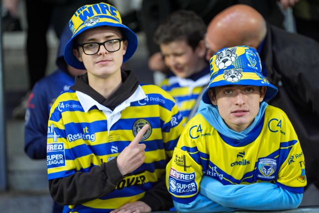 Warrington fans at half time during the Betfred Super League round 14 match St Helens vs Warrington Wolves at The BrewDog Stadium, St Helens, United Kingdom on 11 June 2026

(Photo by Maynard Manyowa/News Images)