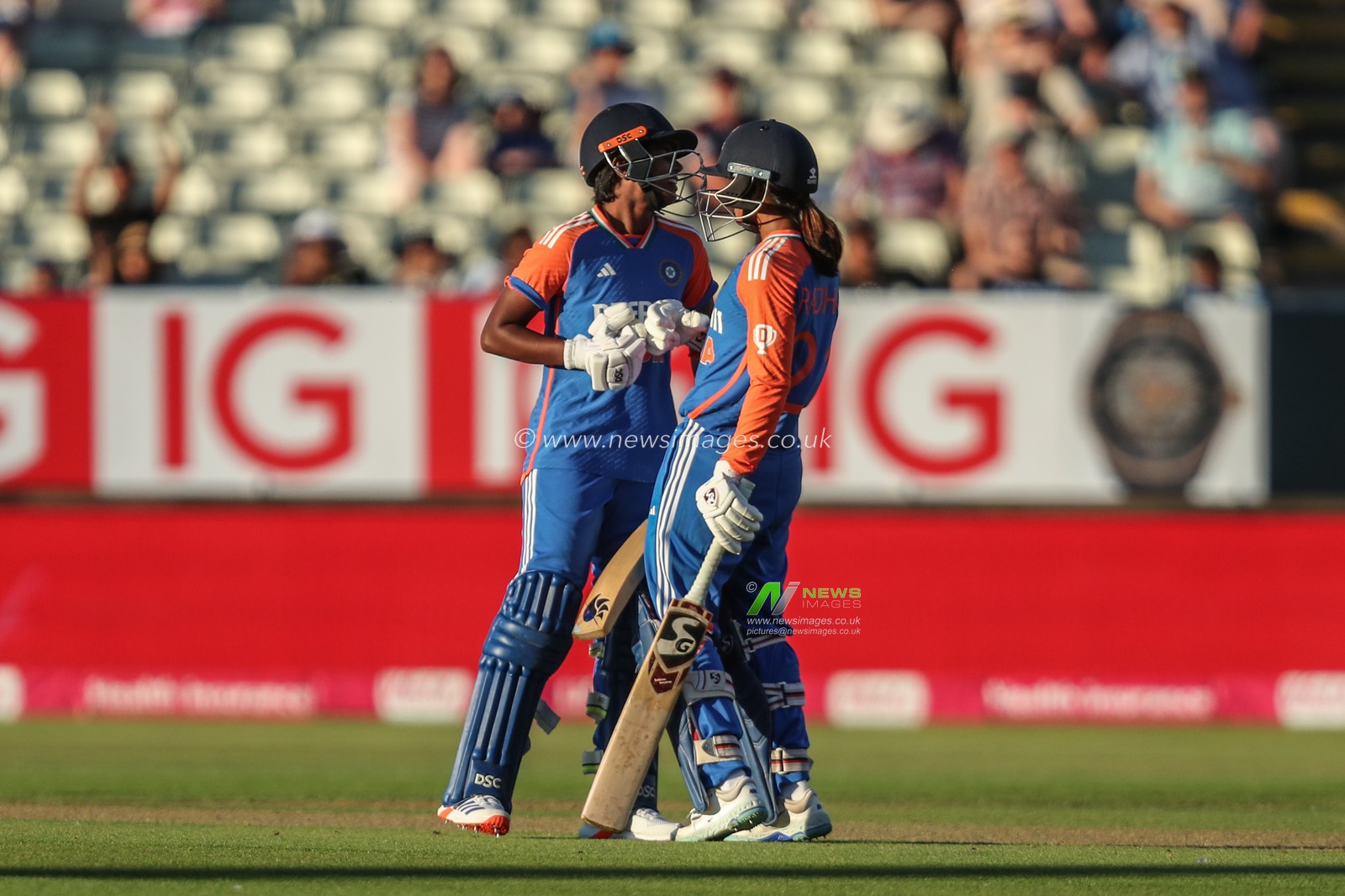 Radha Yadav of India and Arundhati Reddy of India during the 5th Vitality IT20 England Women vs India Women at Edgbaston, Birmingham, United Kingdom, 12th July 2025

(Photo by Izzy Poles/News Images)