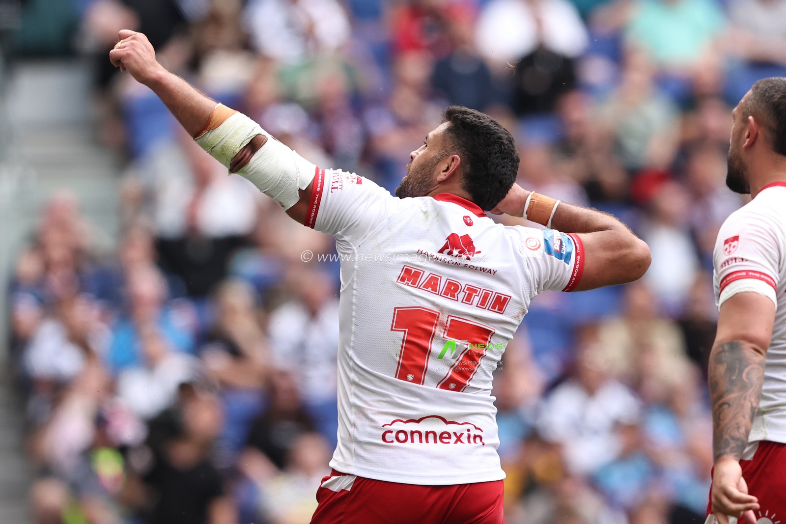 Rhyse Martin of Hull KR celebrates his try during the Betfred Super League Magic Weekend match Hull KR vs Hull FC at Hill Dickinson Stadium, Liverpool, United Kingdom on 04 July 2026

(Photo by Alfie Cosgrove/News Images)