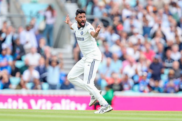 Mohammed Siraj of India celebrates after the dismissal of Jamie Smith of England during the 5th Rothesay Test Match day 5 England v India at The Kia Oval, London, United Kingdom, 4th August 2025

(Photo by Izzy Poles/News Images)