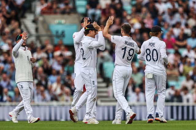 Chris Woakes of England celebrates the wicket of KL Rahul of India during the Rothesay 5th Rothesay Test Day 1 Match England v India at The Kia Oval, London, United Kingdom, 31st July 2025

(Photo by Alfie Cosgrove/News Images)