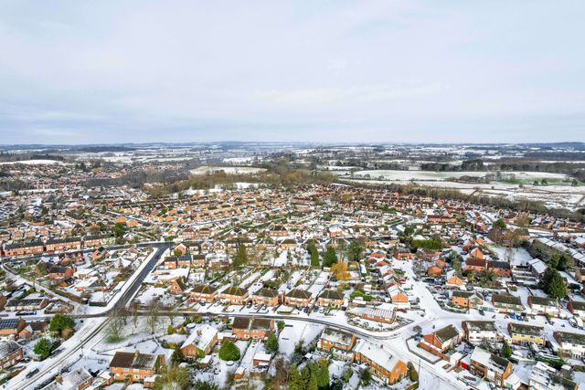 Aerial views of snow covered houses in Newport, Telford and Wrekin at 6th January 2026

(Photo by Euan Manning/News Images)

*** GER AUT SUI OUT ***