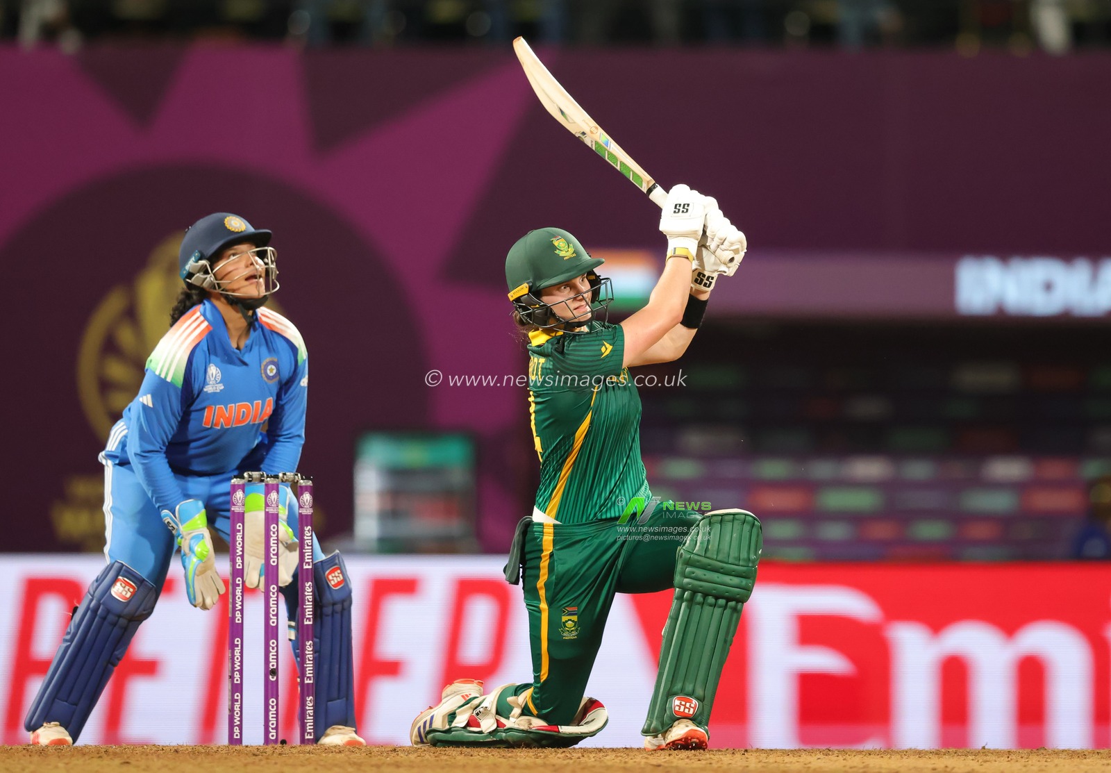 Depti Sharma of India Laura Wolvaardt (Captain) of South Africa during the ICC Women's ODI Cricket World Cup Final 2025 session India Women vs South Africa Women at Dr. D.Y. Patil Sports Academy, Navi Mumbai, India, 2nd November 2025

(Photo by Shubhajit Roy Karmakar/News Images)
