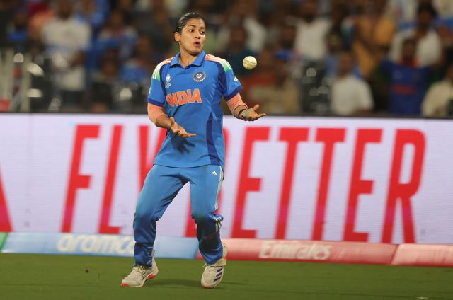 Depti Sharma of India takes wicket of Laura Wolvaardt (Captain) of South Africa catch taken by Amanjot Kaur of India  during the ICC Women's ODI Cricket World Cup Final 2025 session India Women vs South Africa Women at Dr. D.Y. Patil Sports Academy, Navi Mumbai, India, 2nd November 2025

(Photo by Shubhajit Roy Karmakar/News Images)