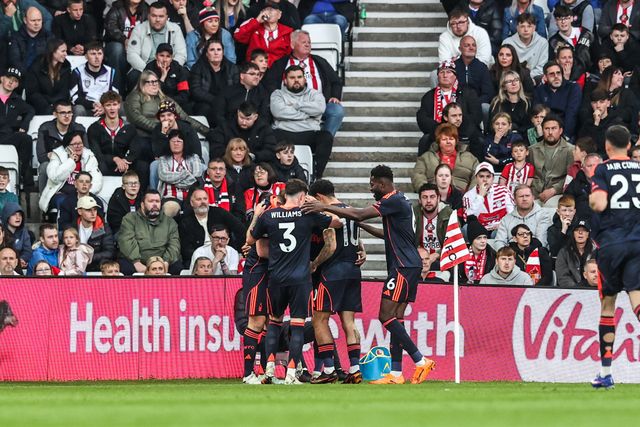 Igor Jesus of Nottingham Forest celebrates his goal to make it 0-1 during the Premier League match Sunderland vs Nottingham Forest at Stadium Of Light, Sunderland, United Kingdom on 24 April 2026

(Photo by Alfie Cosgrove/News Images)