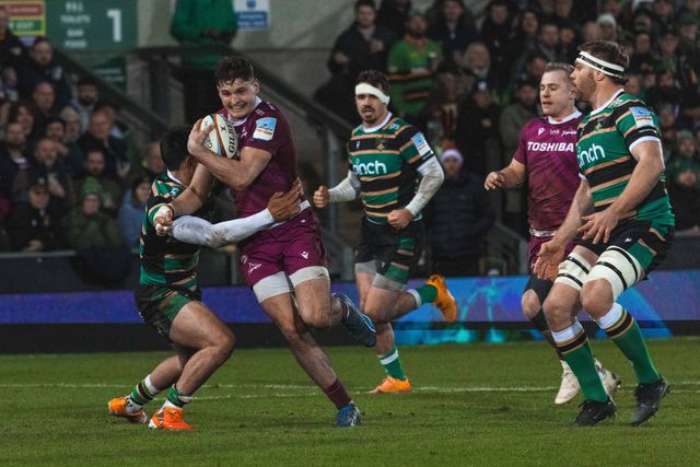 Ollie Davies of Sale Sharks during the Gallagher Premiership match Northampton Saints vs Sale Sharks at Cinch Stadium at Franklin's Gardens, Northampton, United Kingdom, 20th December 2025

(Photo by Craig Evans/News Images)

*** GER AUT SUI OUT ***