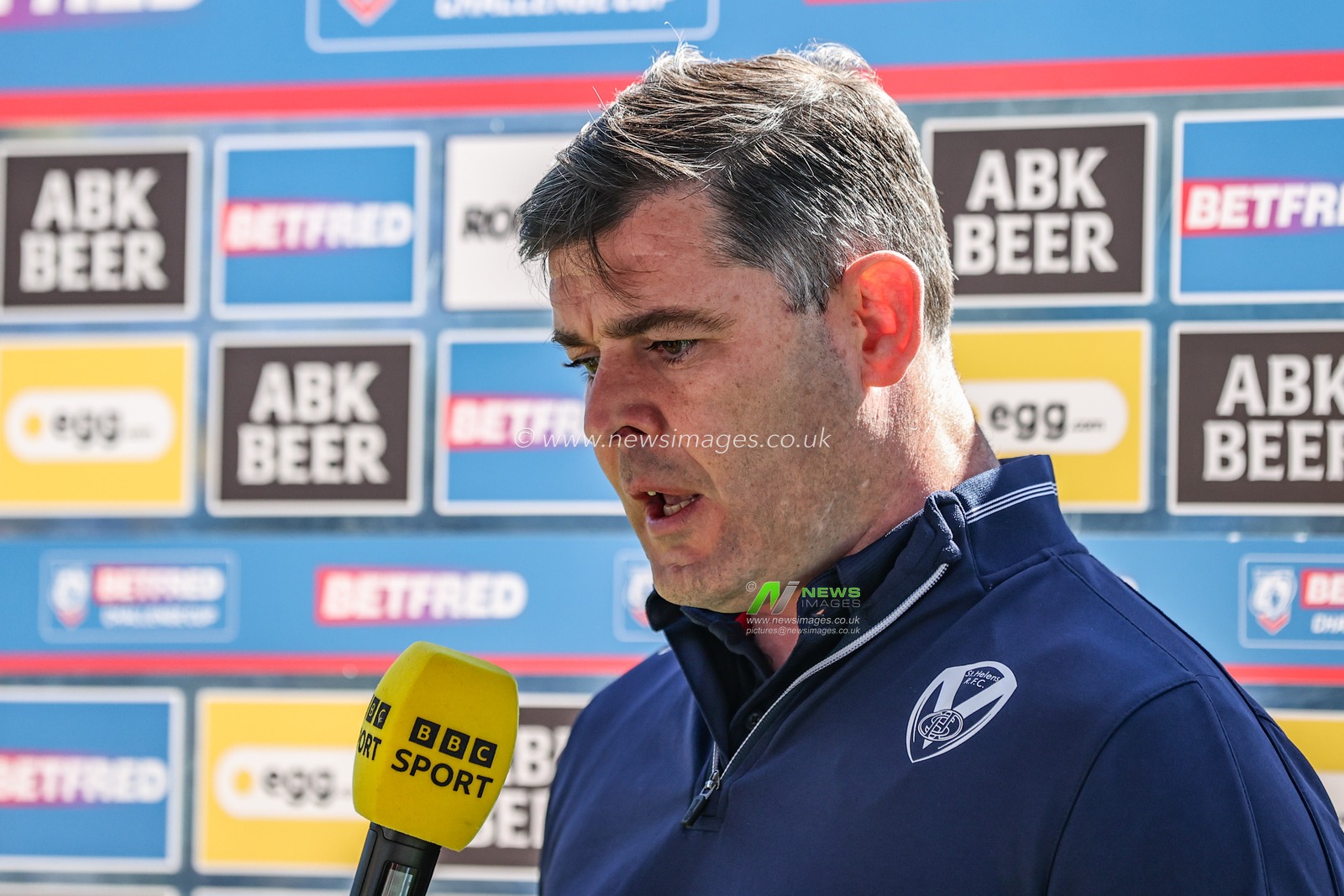 Paul Wellens Head Coach of St. Helens during the Betfred Challenge Cup Quarter Final match Warrington Wolves vs St Helens at Halliwell Jones Stadium, Warrington, United Kingdom, 6th April 2025

(Photo by Alfie Cosgrove/News Images)