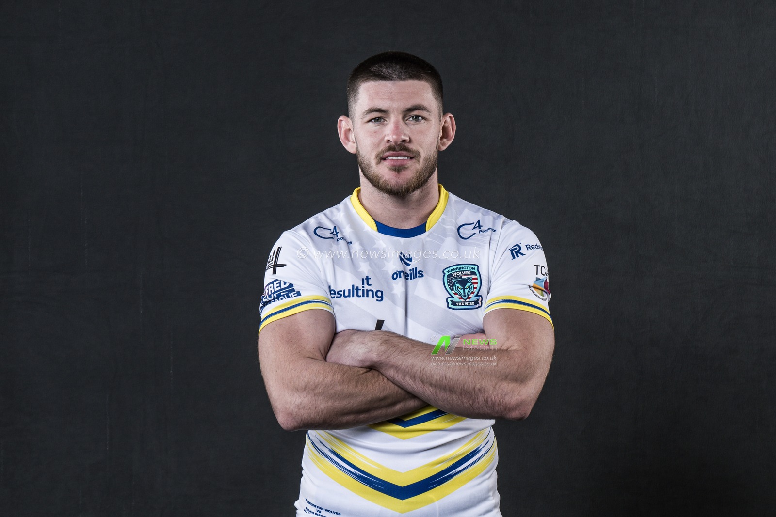 Danny Walker in the Las Vegas game shirt during the Warrington Wolves Team media day at Warrington wolves training centre, Warrington, United Kingdom, 16th January 2025

(Photo by Craig Thomas/News Images)