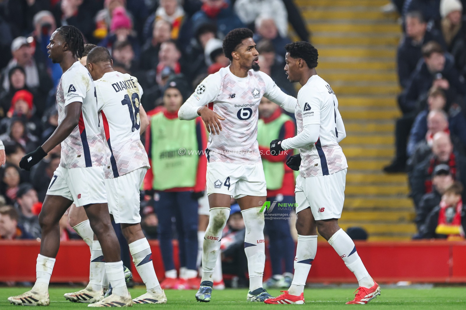 Jonathan David of Lille celebrates his goal to make it 1-1 during the UEFA Champions League - League Stage Liverpool v Lille at Anfield, Liverpool, United Kingdom, 21st January 2025

(Photo by Mark Cosgrove/News Images)